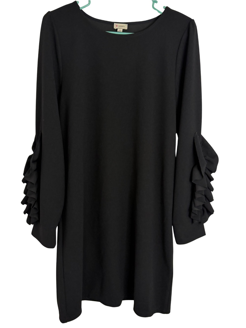 Daniel Cremieux Black Long Sleeve Shift Dress with Ruffle Sleeves Size Medium